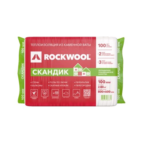 Утеплитель Rockwool Лайт Баттс Скандик 800х600х100 мм