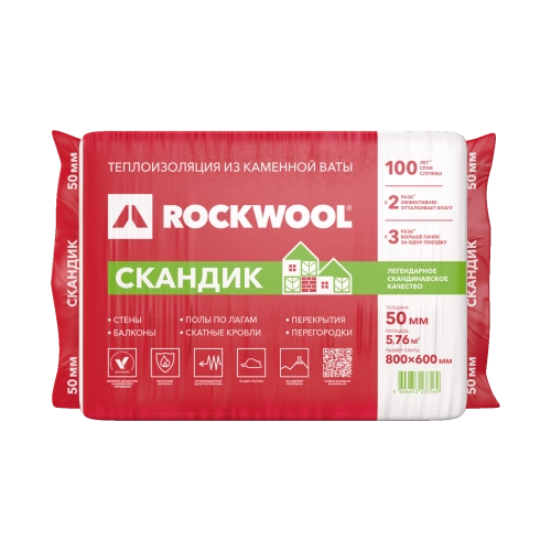 Утеплитель Rockwool Лайт Баттс Скандик 800х600х50 мм